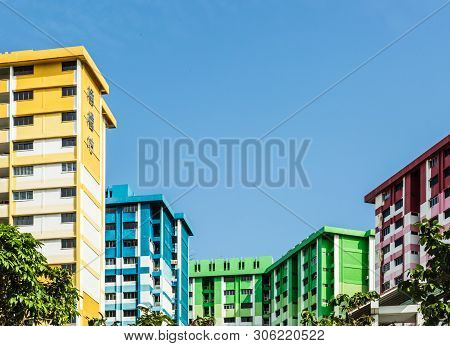 Singapore-22 Jul 2017:colorful Singapore Hdb Residential Building,rochor Centre