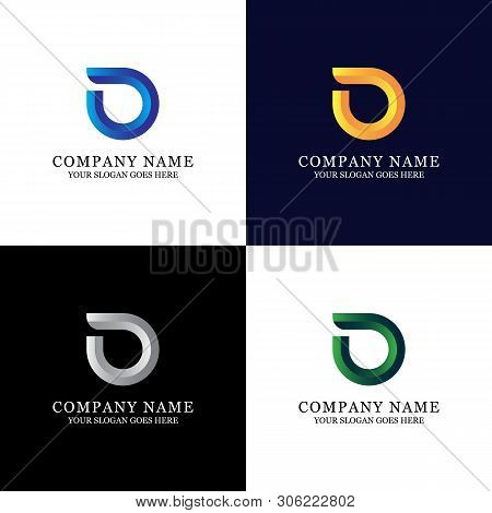 D Initial Logo Design - Abstract Illustration And Gradient Vector