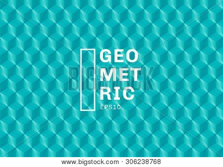 Abstract 3d Green Turquoise Polygons Pattern Background And Texture. Geometric Triangles Shape Blue 