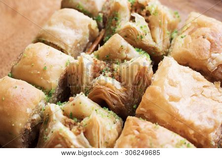 Traditional Sweet Oriental Dessert, Oriental Sweets Close-up, Baklava