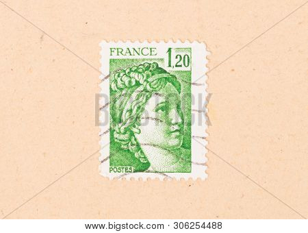 France - Circa 1970: A Stamp Printed In France Shows Portrait Of A Woman, Known As Liberty, After Eu