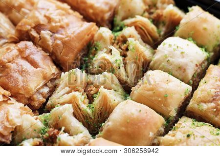 Traditional Sweet Oriental Dessert, Oriental Sweets Close-up, Baklava