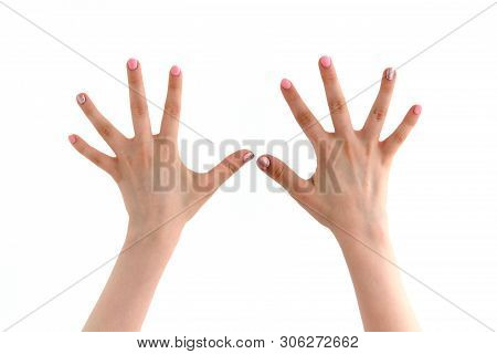 Hands With Splayed Fingers On White Background