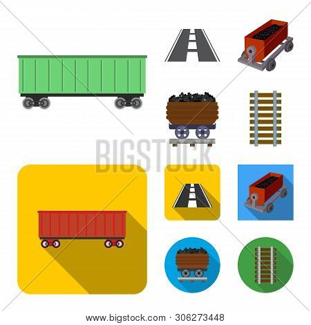 Vector Illustration Of Railroad And Train Icon. Set Of Railroad And Way Vector Icon For Stock.