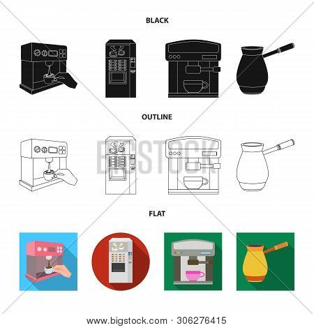 Vector Illustration Of Coffee And Machine Icon. Set Of Coffee And Kitchen Vector Icon For Stock.