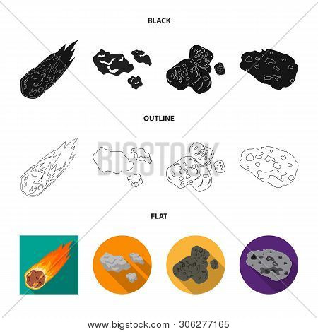 Vector Design Of Shooting And Fire Symbol. Set Of Shooting And Asteroid Vector Icon For Stock.