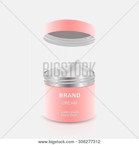 Jar Of Anti-wrinkle Cream Isolated On Gray Background. Template For Advertising Your Product