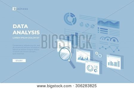 Data Analysis, Audit, Research, Finance Analytics, Reporting Concept. Web And Mobile Service. Charts