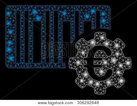 Bright Mesh Euro Barcode Setup With Glare Effect. Abstract Illuminated Model Of Euro Barcode Setup I