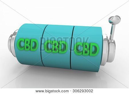 CBD Cannabidiol Hemp Marijuana Cannabis Slot Machine Bet Gamble 3d Illustration