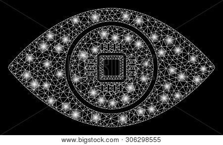 Bright Mesh Electronic Vision With Glow Effect. Abstract Illuminated Model Of Electronic Vision Icon