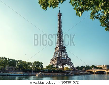The Eiffel Tower In Paris At Sunrise Morning