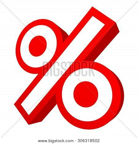 Single Isolated Red Graphic Percent Sign Sale Angled 3d