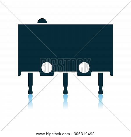 Micro Button Icon. Shadow Reflection Design. Vector Illustration.