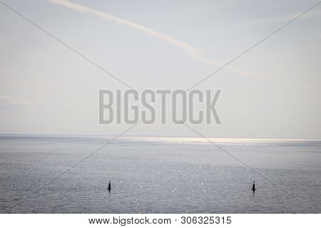 The Gulf Of Finland . Summer Sea In Clear Windless Weather. Sea Without Waves.
