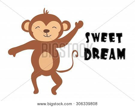 Cute Monkey Print .vector Illustration For Childish T Shirt, Clothes