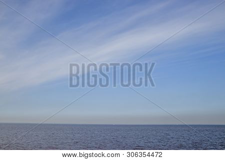 The Gulf Of Finland . Summer Sea In Clear Windless Weather. Sea Without Waves.