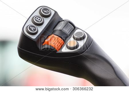 Operating Control Panel With Buttons In Agricultural Or Industrial Machine Or Vehicle