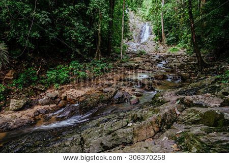 Landscape Nature Forest Hill Waterfall. Travel Nature. Travel Relax. Huai Toh Waterfall At Krabi. Tr