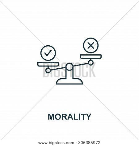 Morality Icon. Thin Line Design Symbol From Business Ethics Icons Collection. Pixel Perfect Morality
