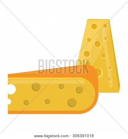 Fresh Cheese Variety Italian Dinner Icon Flat Dairy Food And Milk Camembert Piece Delicatessen Gouda