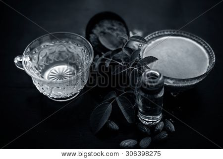 Homemade Hair Conditioner On Wooden Surface Of Devil's Dung Powder Or Hing Powder Well Mixed With Gr