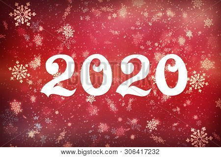 New Year-2020. New Year`s Composition, The Concept Of The New Year. Inscription 2020 Red Background 