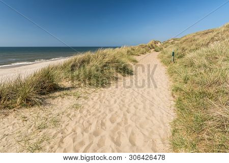 Hiking Trail In The Dunes Near The Ocean