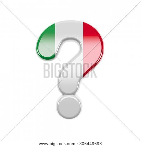Italian interrogation point - 3d Italy flag symbol isolated on white background. this alphabet is perfect for creative illustrations related but not limited to Italy, Europe, Rome...