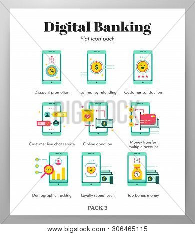 Digital Banking Vector Illustration In Flat Color Design