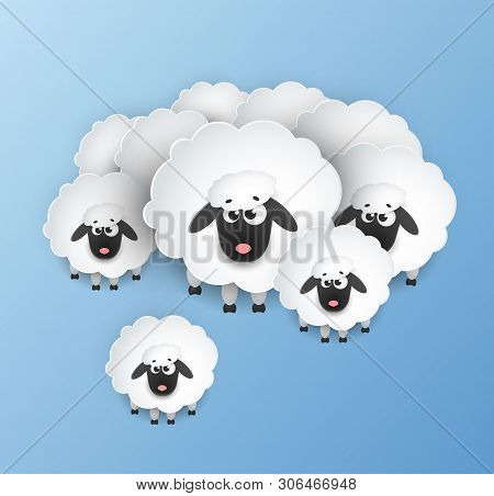 Sheeps Paper Art - Vector Icon. Arstract Illutration.