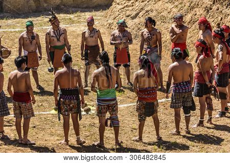 San Andres Semetabaj, Lake Atitlan, Guatemala - November 10, 2018:  Maya Men Perform Land Blessing C