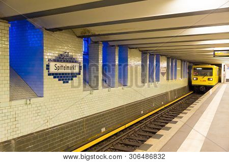 Berlin, Germany - December 18, 2017: Spittelmarkt Station In Berlin Subway Located Near To The Spree