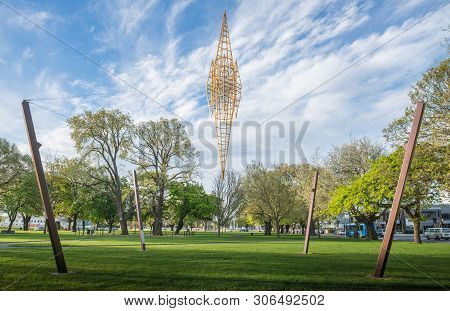 Christchurch, New Zealand - October 01 2017: The New Christchurch Sculpture Inspired By Cathedral Sp