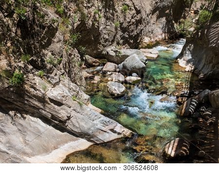 Mountain Creek Flowing Between Boulders At Sapadere Canyon, Alanya, Antalya, Turkey