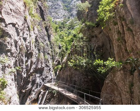 Wooden Footbridge At Sapadere Canyon, Alanya, Antalya, Turkey