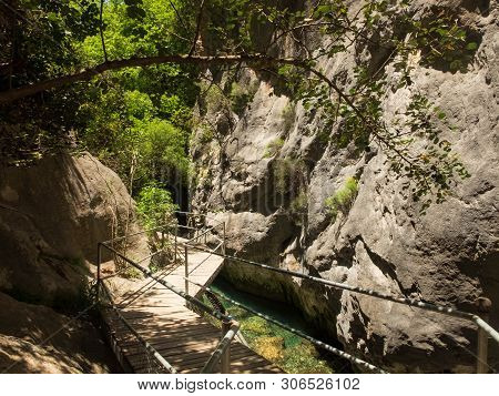 Wooden Footbridge At Sapadere Canyon, Alanya, Antalya, Turkey