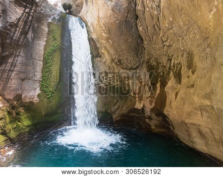 Waterfall And Natural Pool At Sapadere Canyon, Alanya, Antalya, Turkey