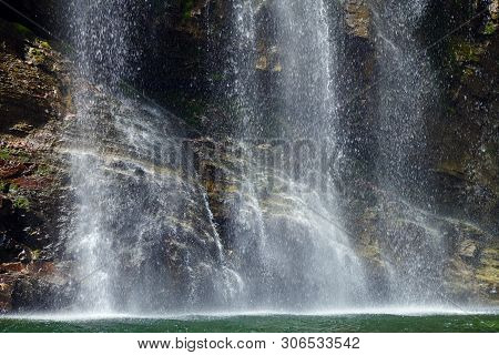 Picturesque Cascading Ulim Waterfall In North Korean Mountains, Outside Of Wonsan. Ullim Falls. Nort