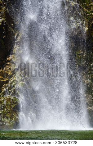 Picturesque Cascading Ulim Waterfall In North Korean Mountains, Outside Of Wonsan. Ullim Falls. Nort