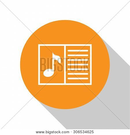White Music Book With Note Icon Isolated On White Background. Music Sheet With Note Stave. Notebook 