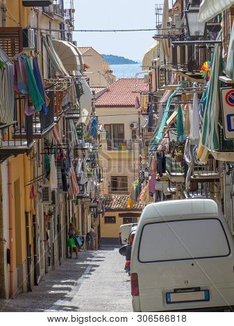 Idyllic Alleyway In A City Named Cefalu In Sicily, Italy