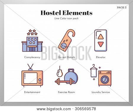 Hostel Vector Illustration In Line Color Design