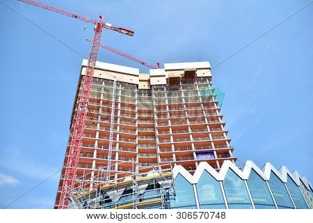Warsaw, Poland. 15 June 2019. Construction Of The Widok Towers Office Building.