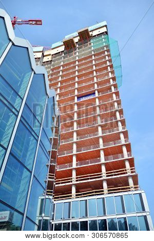 Warsaw, Poland. 15 June 2019. Construction Of The Widok Towers Office Building.