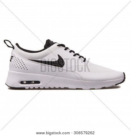 Vienna, Austria - August 10, 2017: Nike Air Max Thea White And Black Sneaker On White Background.