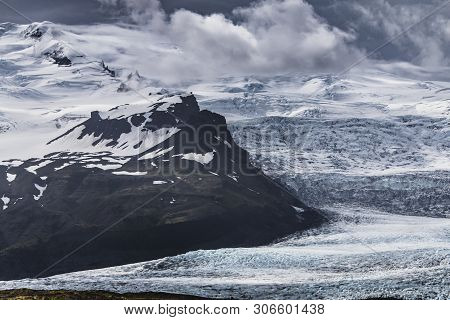 Melting Tongue Of The Breidamerkurjokull Glacier Summer Season