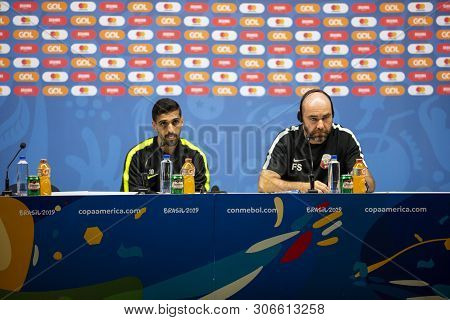 Rio, Brazil - June 15, 2019: Hassan Al-haidos And Felix Sanchez Bas During Qatari Team Meeting Held 