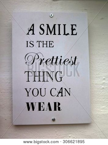 Inspirational Qoute On Sign Hanging In Seaside Cafe In Denmark
