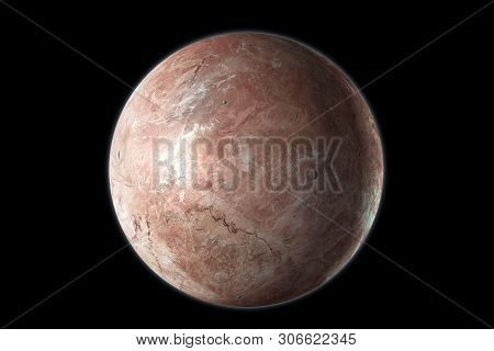 Makemake, Dwarf Planet Isolated On Black Background. 3d Render.